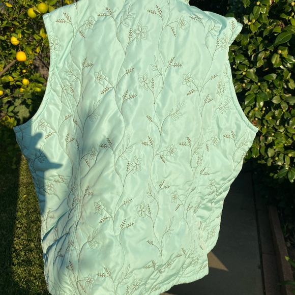 EDDIE BAUER FULL ZIP VEST LIGHT BLUE & BROWN INSULATED JACKET Sz 4X EUC - Picture 5 of 12